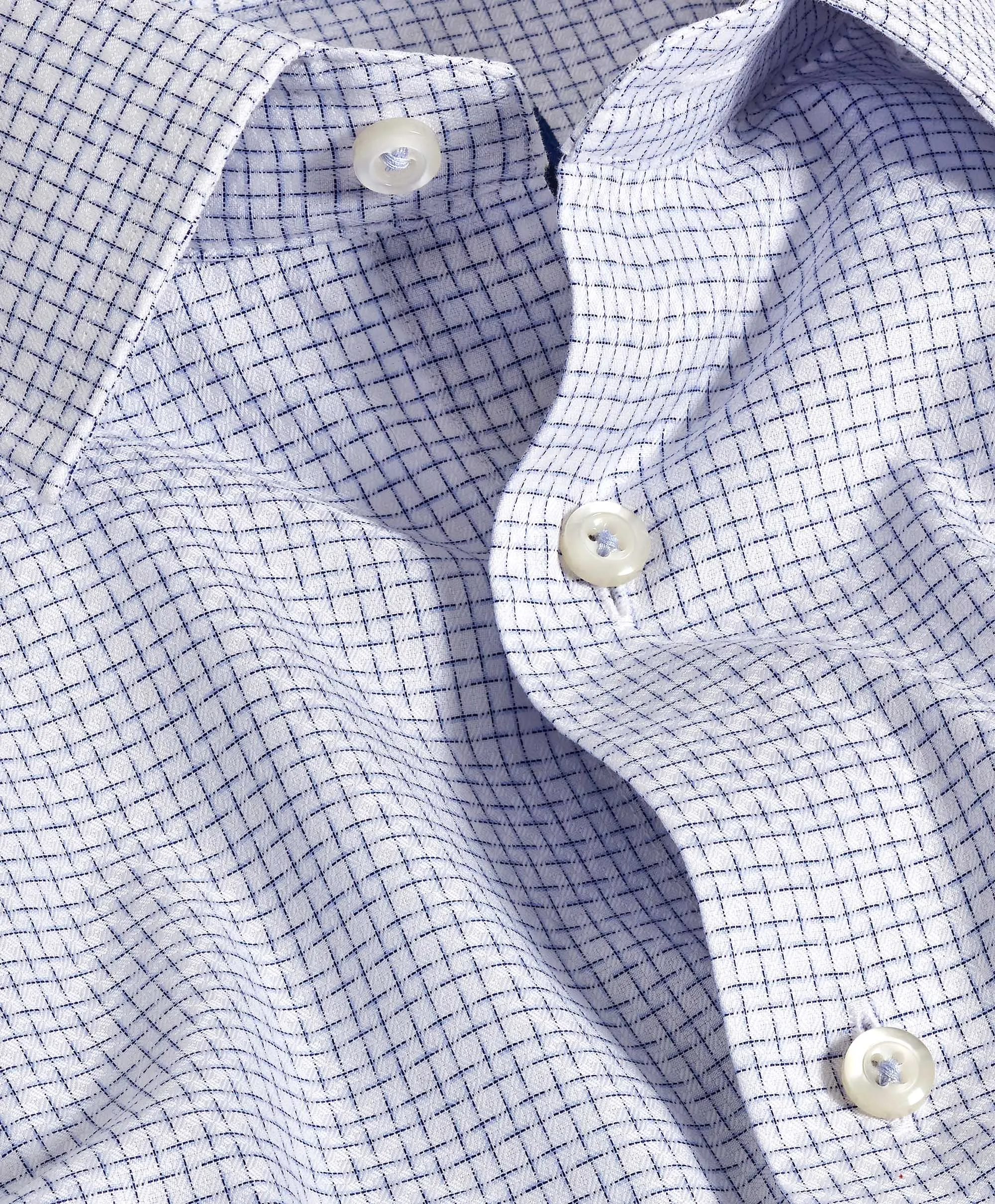TBSP11801135 | White & Blue Shadow Check Dress Shirt shopping spree Job Interview