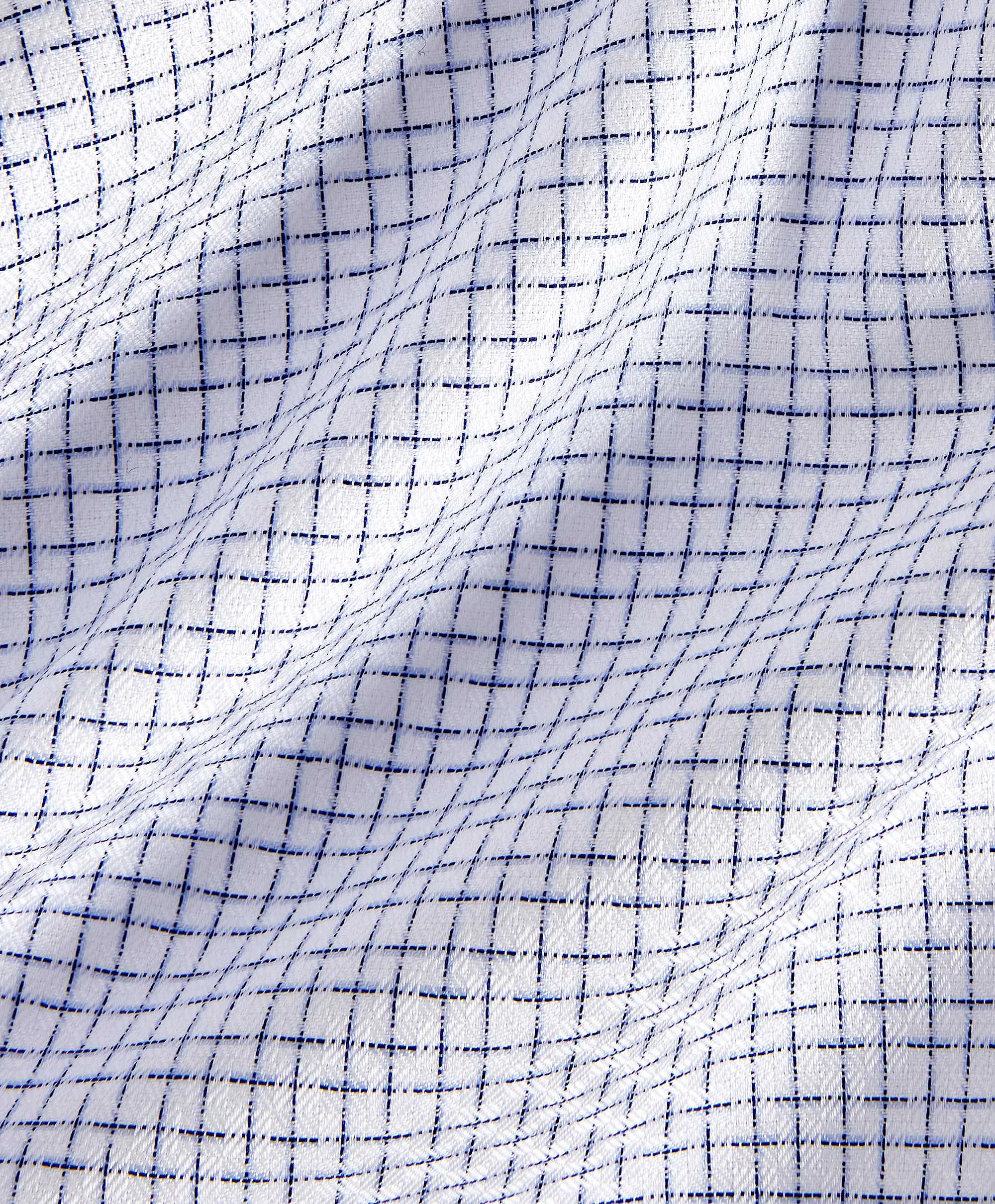 TBSP11801135 | White & Blue Shadow Check Dress Shirt Compact Fold Design Travel Essential