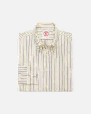 garden party Made-in-USA Yellow & Blue Alternating Stripe Oxford Dress Shirt - Classic Fit