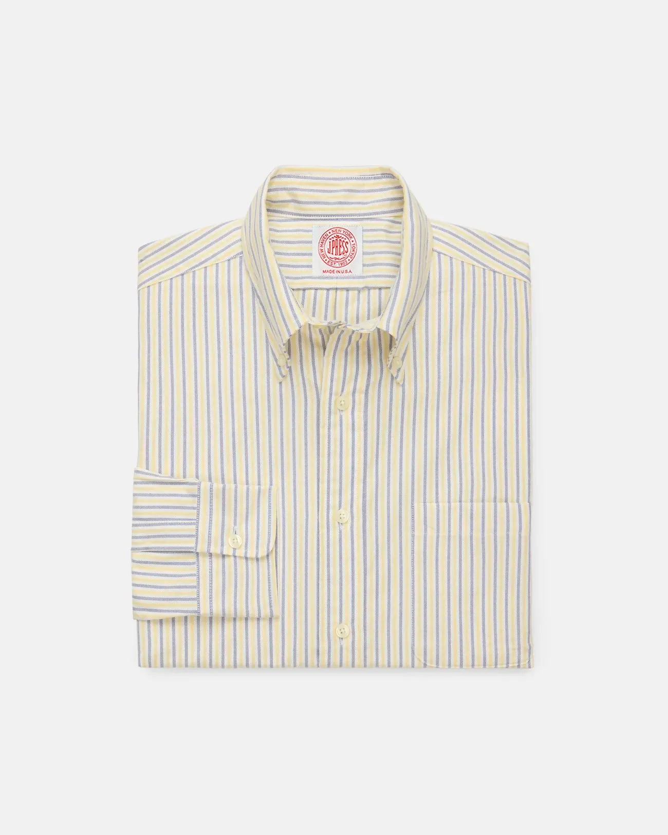 garden party Made-in-USA Yellow & Blue Alternating Stripe Oxford Dress Shirt - Classic Fit