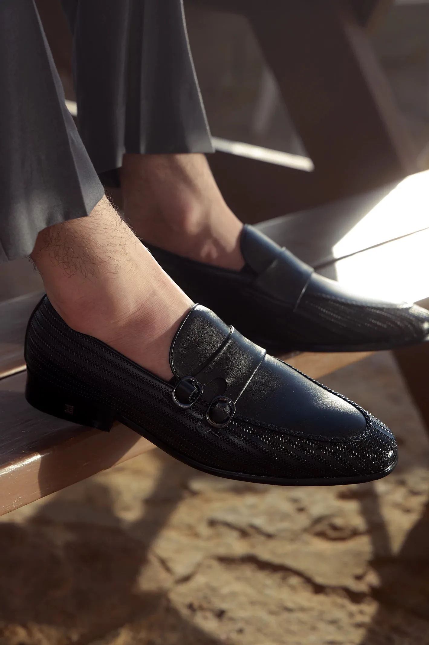 City Shade Scandi Cut Black Men Formal Moccassins