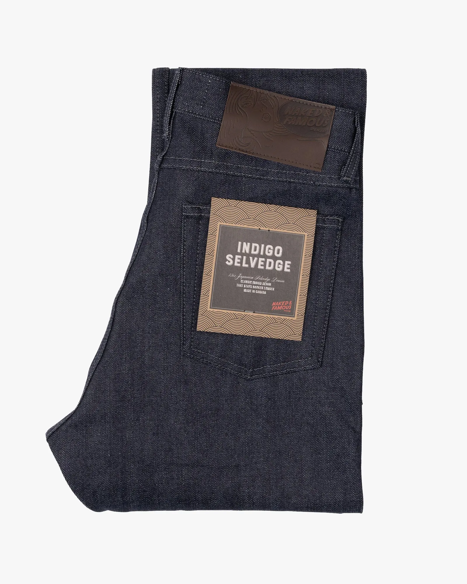 Naked & Famous Denim True Guy Regular Straight Mens Jeans - Indigo Selvedge Utility Style Garment Dyed Technique
