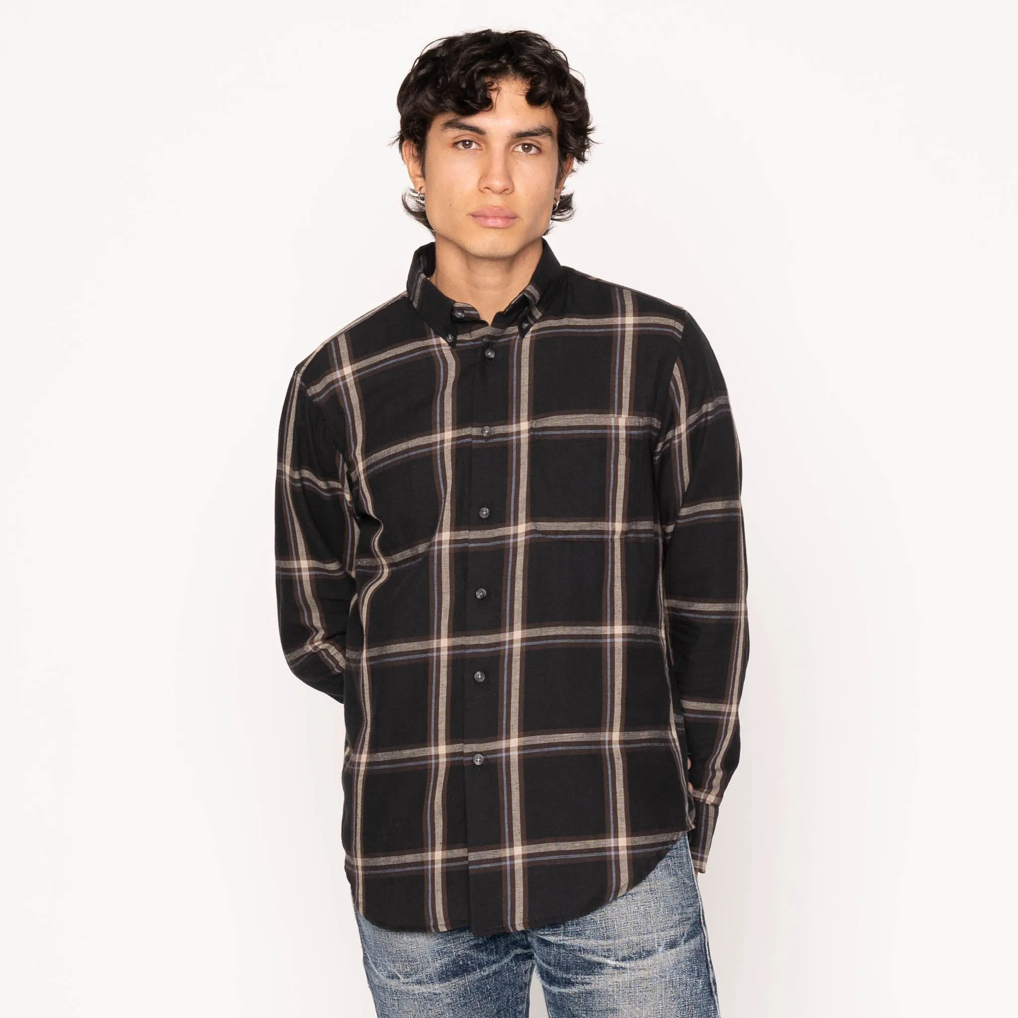 Easy Shirt - Hemp Blend Check - Black Minimal Design