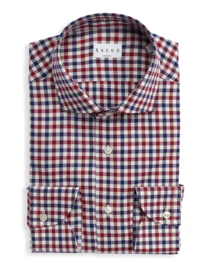 ID80393-Xacus Red Navy Graph Check Double Needle Hemming