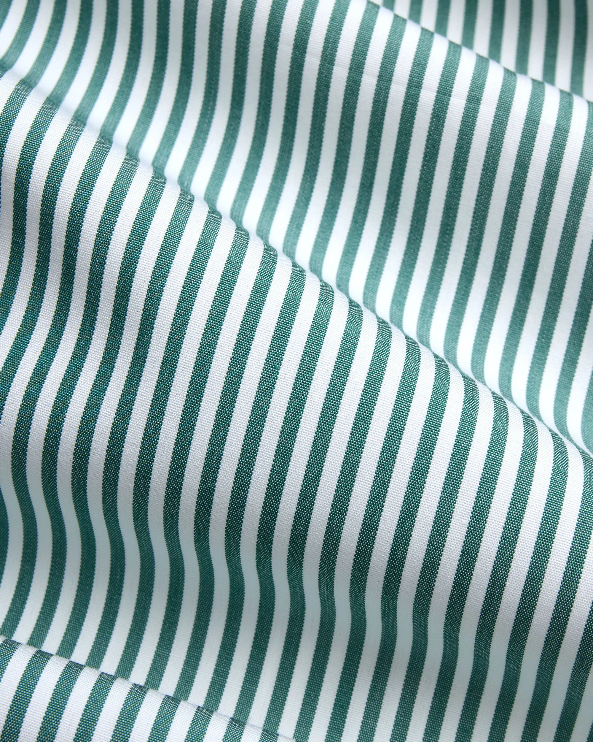 Mountain Escape Neutral Colors Made-in-USA Thomas Mason Green Bengal Stripe Spread Collar Dress Shirt - Regular Fit