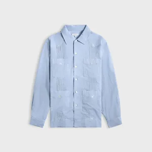 Breathable mesh lining Waterproof Zipper Closure Engineered Garments Guayabera Shirt - Light Blue