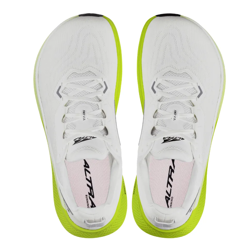 Altra Men's FWD Via Running Shoes in White/Lime AW25 Internal Heel Counter morning running footwear
