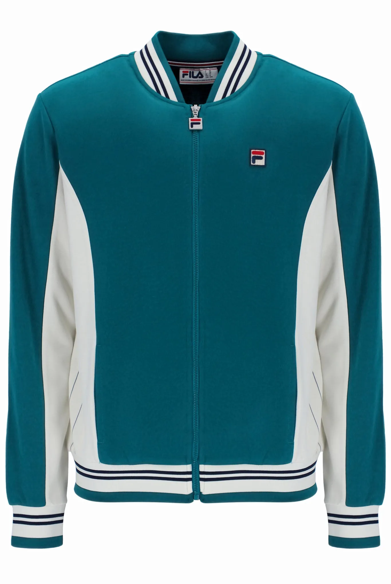 Chambray wedding guest wear Settanta Baseball Track Jacket