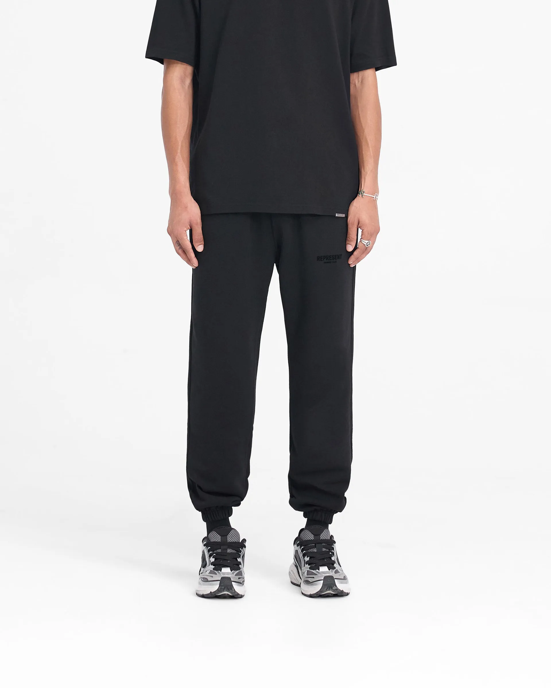 Represent Owners Club Flocked Sweatpant - Black Chill Fit Fitted waist