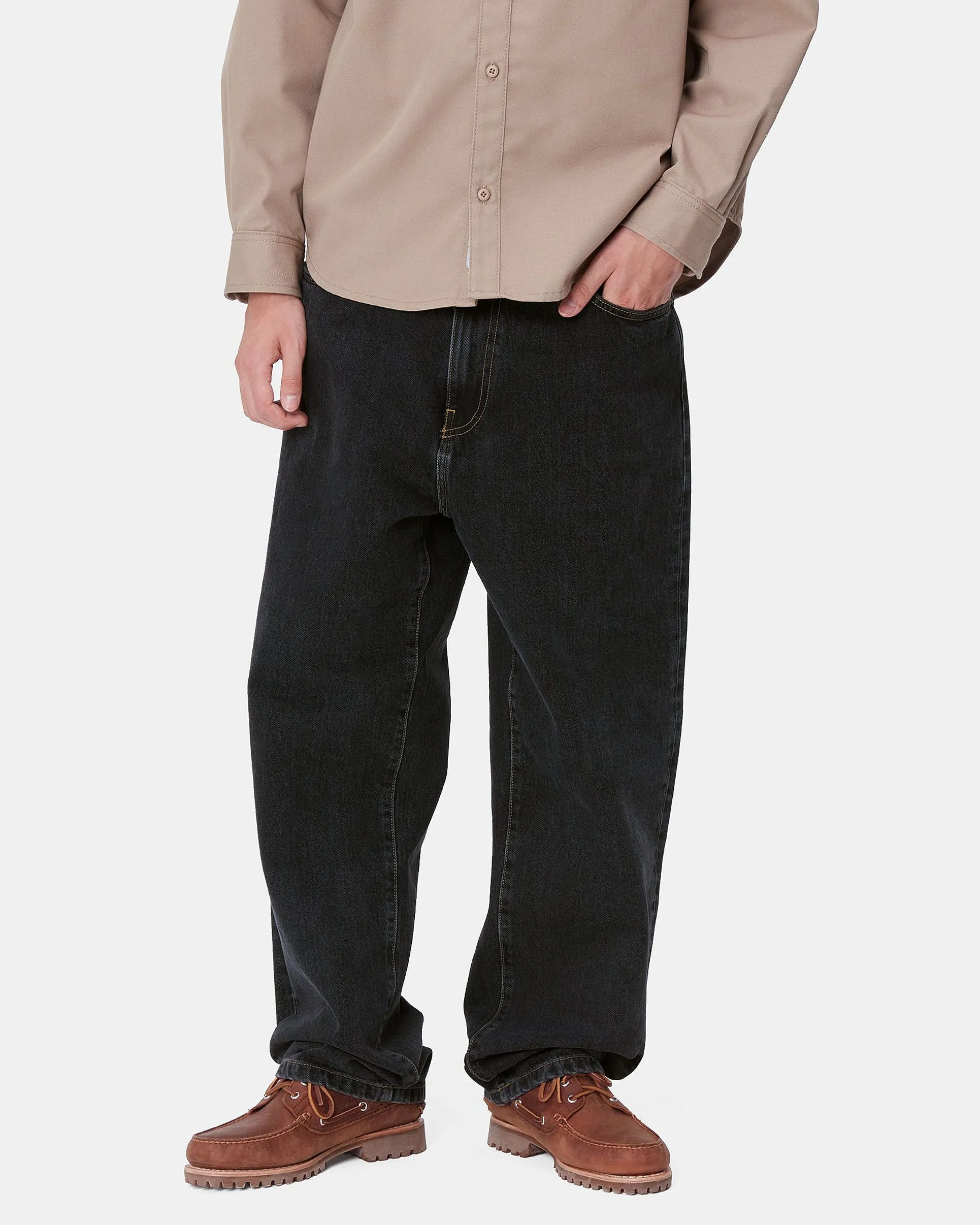 Timeless Edge Carhartt WIP Aaron Pant Regular Tapered Mens Jeans - Black Stone Washed