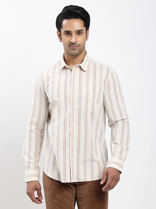 Men Striped Full Sleeve Cotton Corduroy Shirt Snag Resistant Fabric