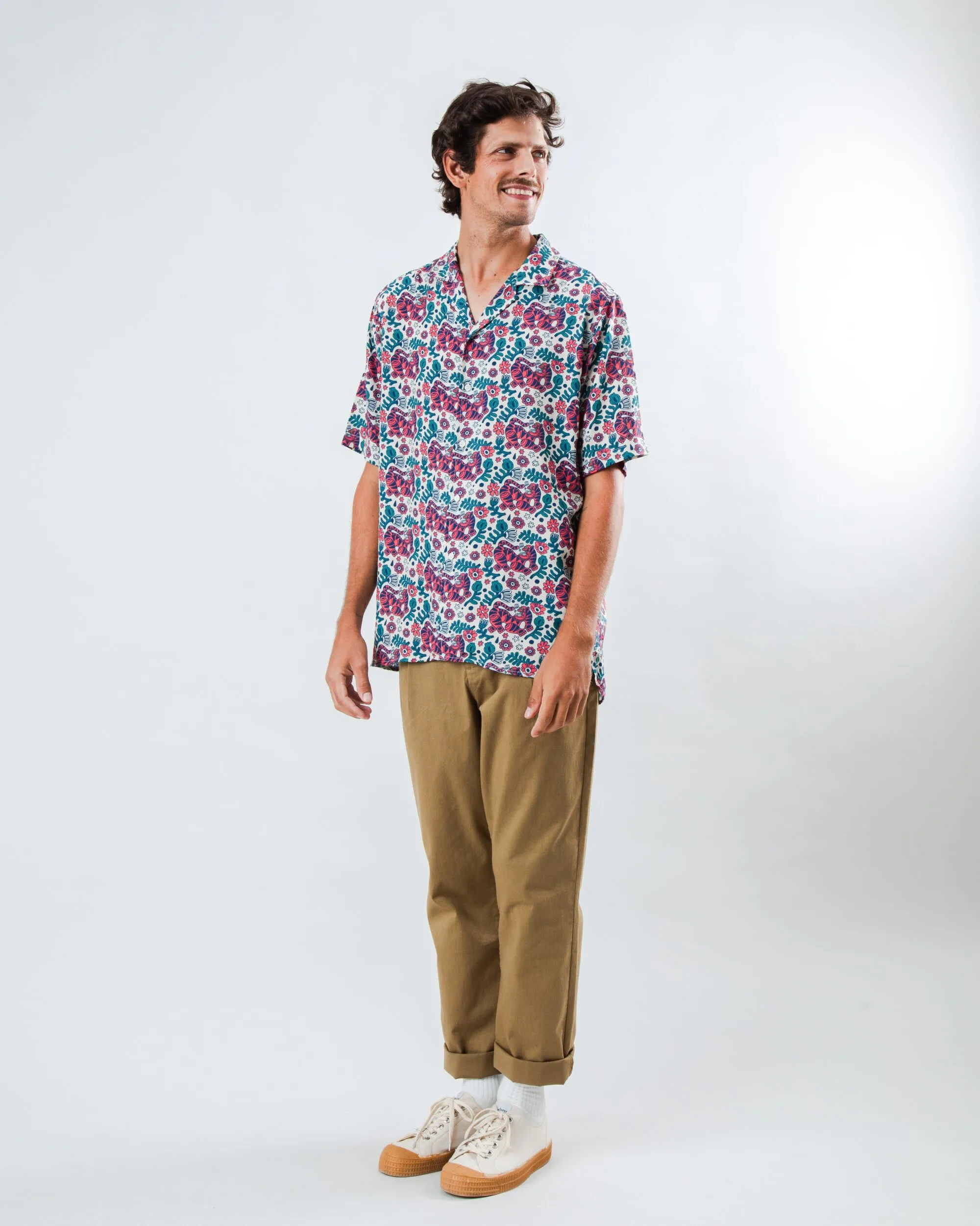 Asis Percales Tigris Aloha Shirt Ecru Timeless Appeal Workwear Style