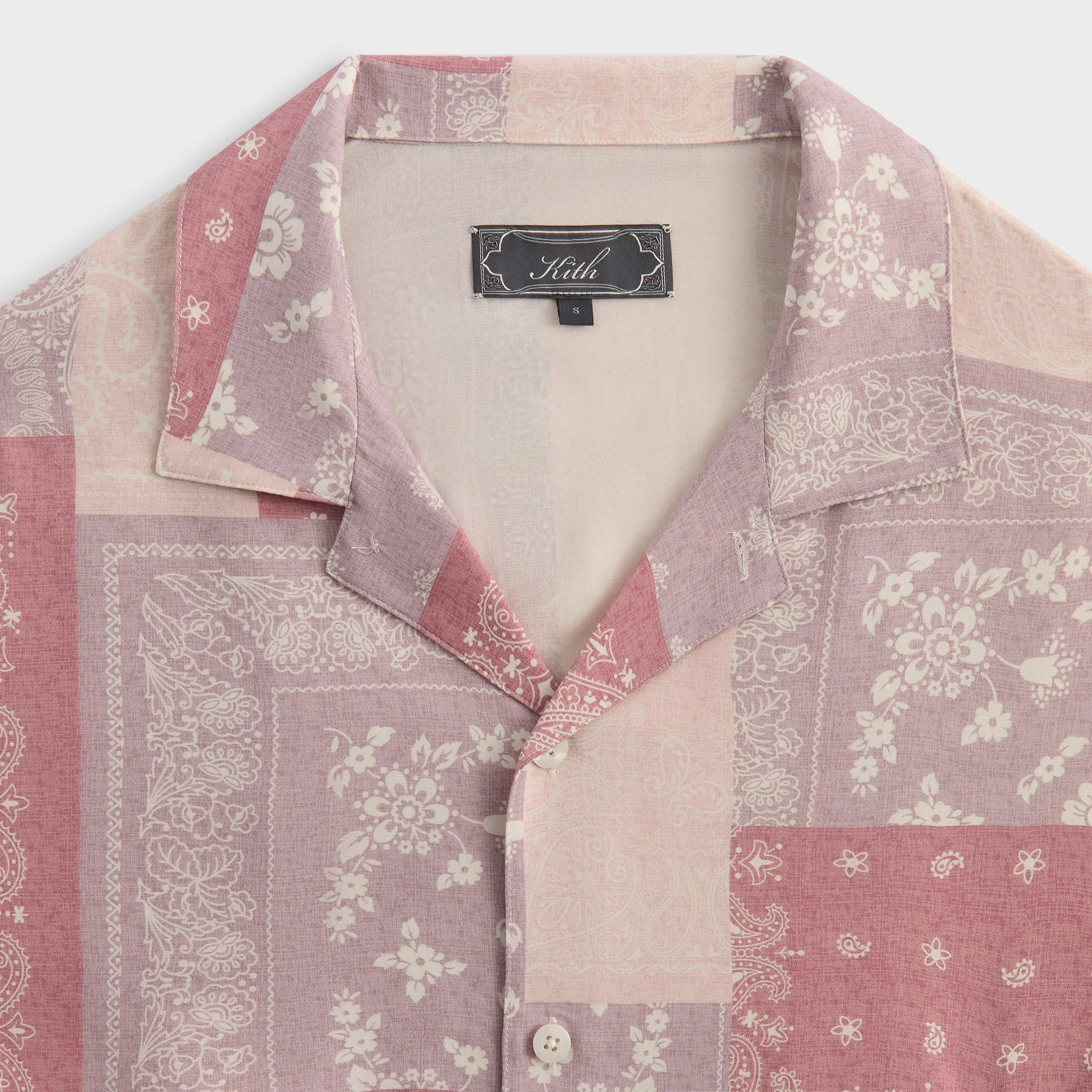 Kith Silk Lyocell Bandana Reade Shirt - Pink Opal Pattern Print Breathable Membrane