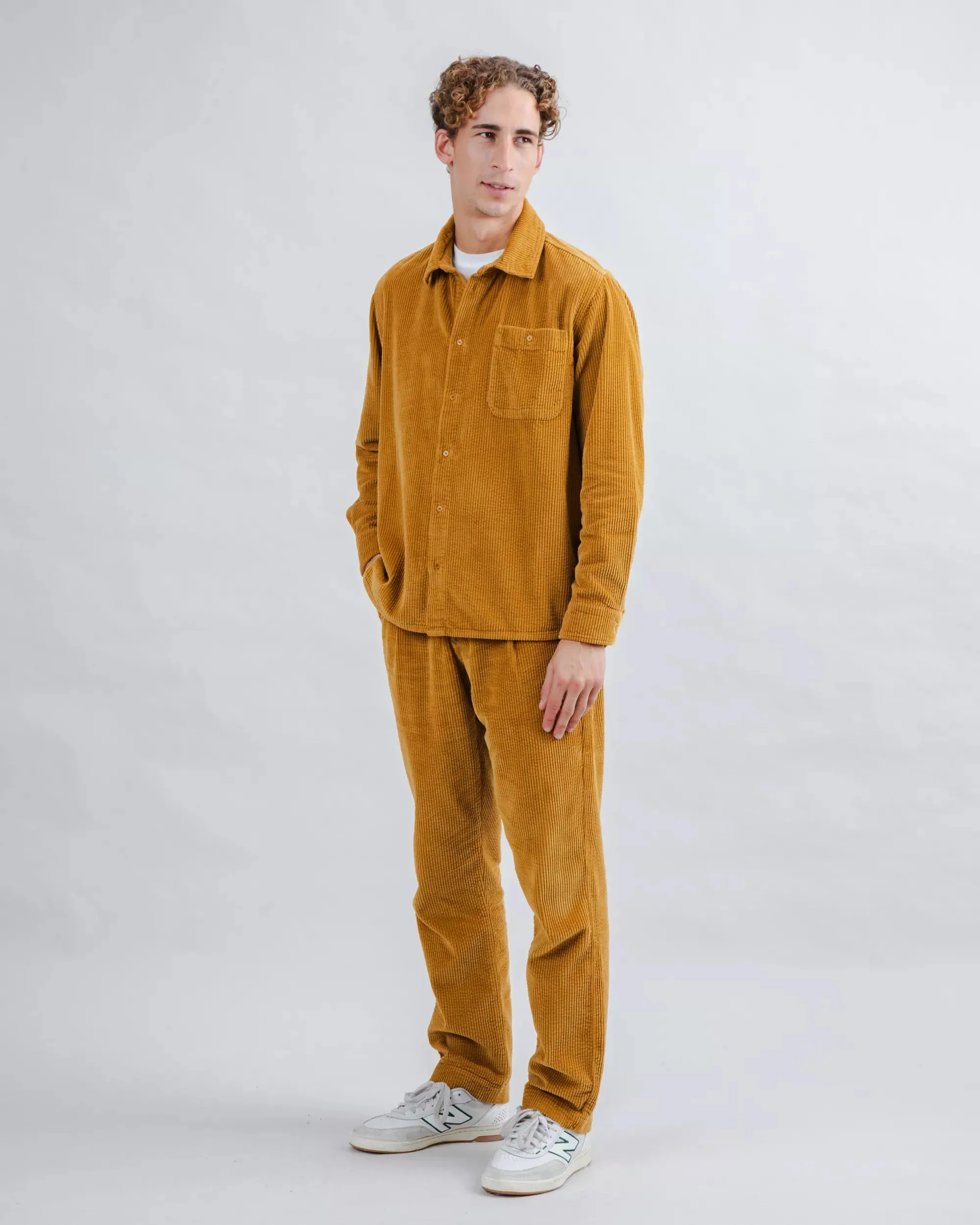 Eco Dye Technique Corduroy Overshirt Camel