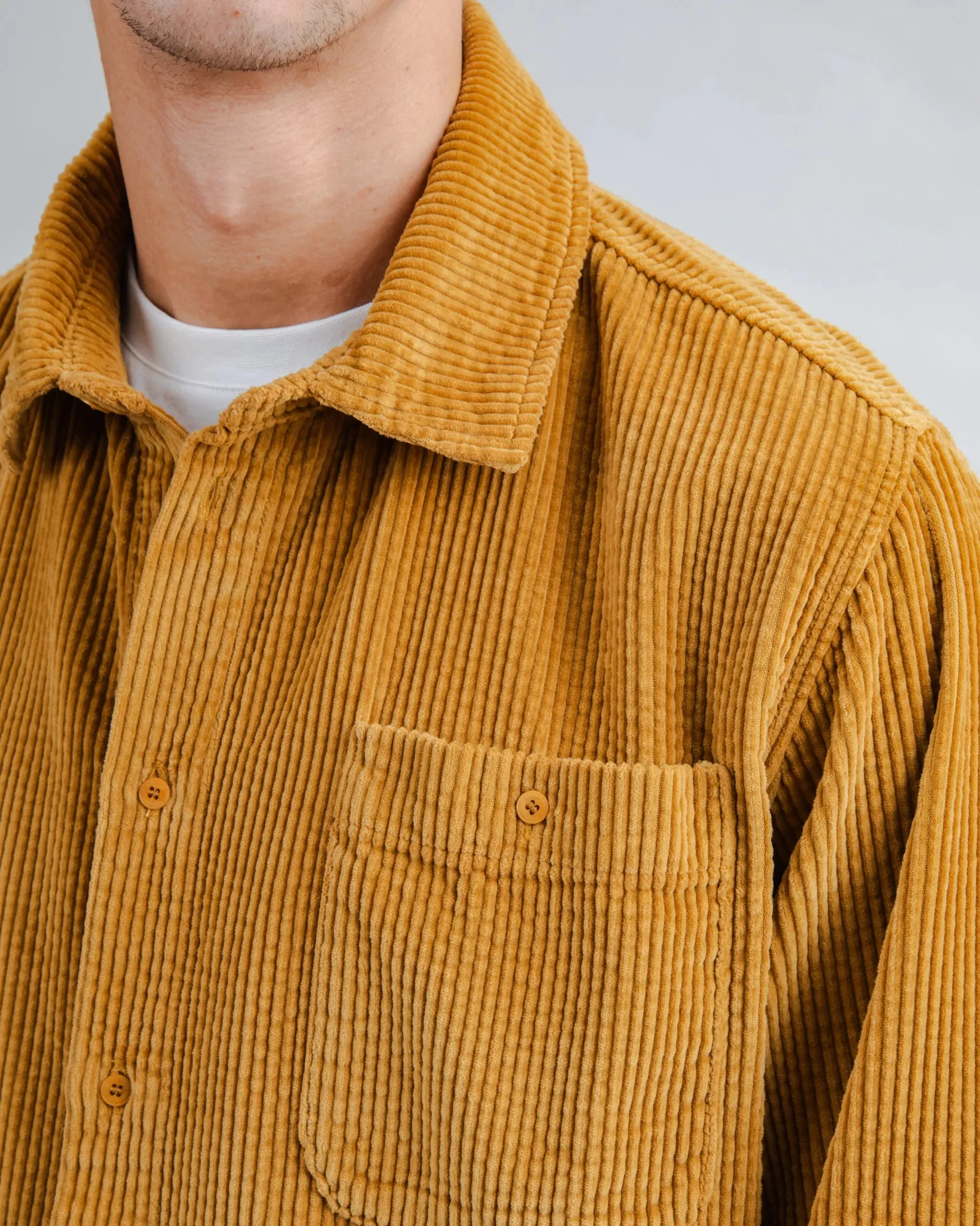 Reinforced Seams Corduroy Overshirt Camel