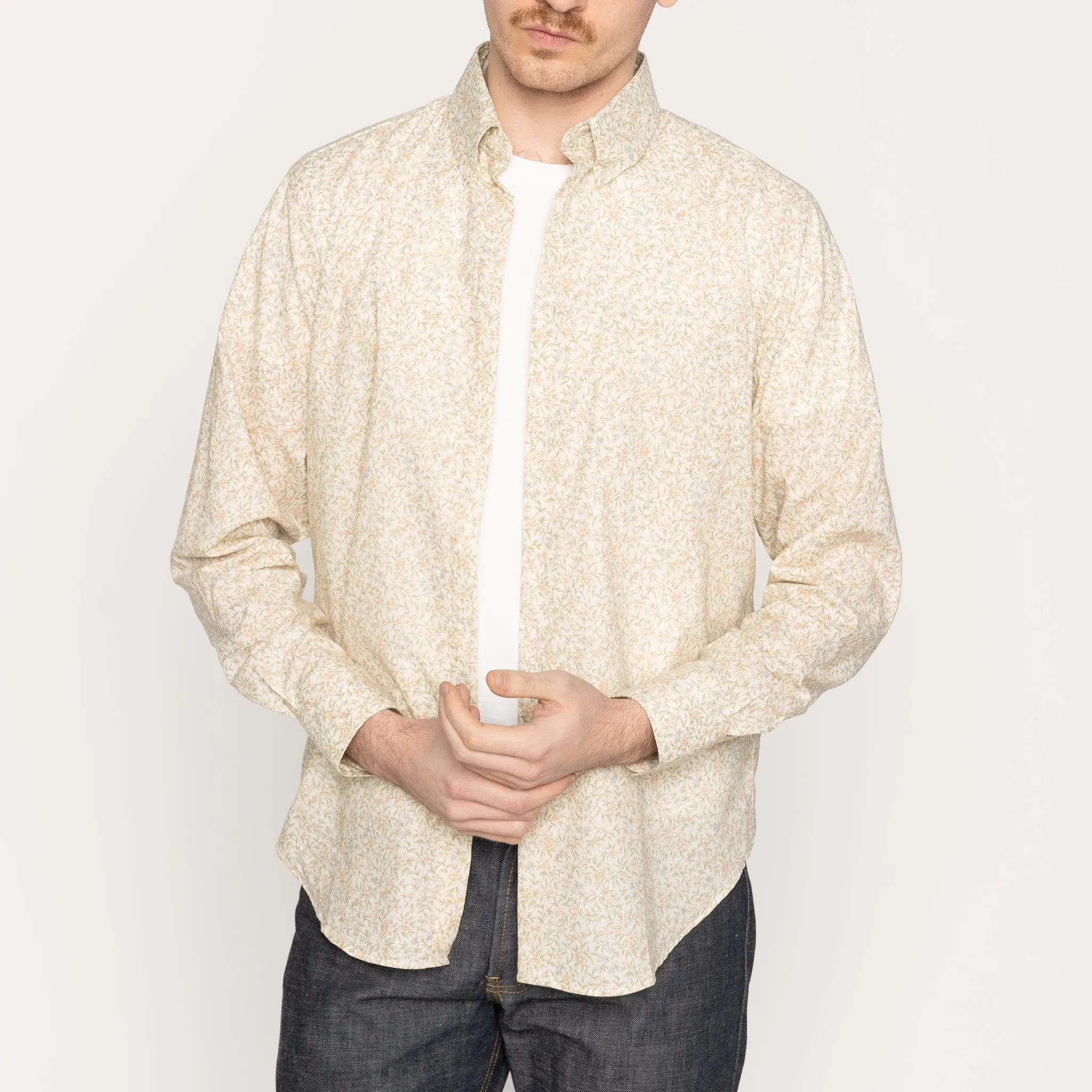 Easy Shirt - Bell Flowers - Cream Durable Thread Construction