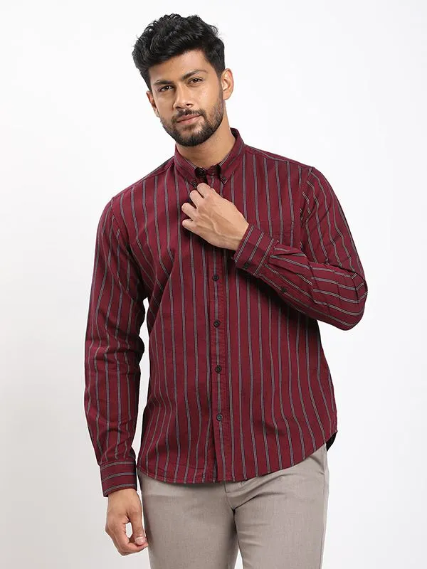 Fairtrade Men Striped Full Sleeve Cotton Shirt bohemian flair