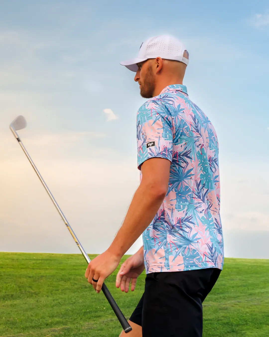 Durable Thread Construction Fairway Flamingle Men's Polo