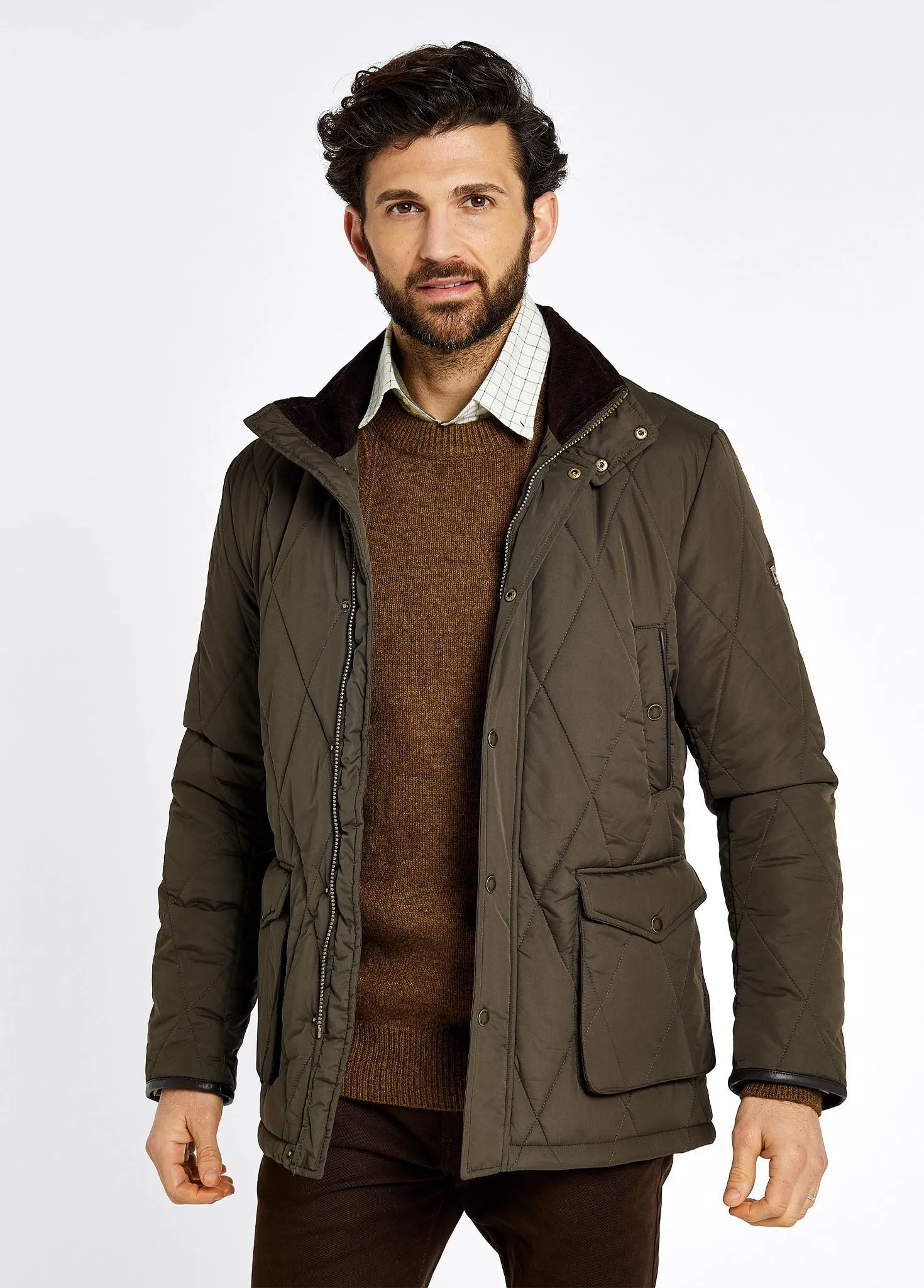 Reinforced Elbows Holiday Trip Farmley Men??s Quilted Jacket - Olive