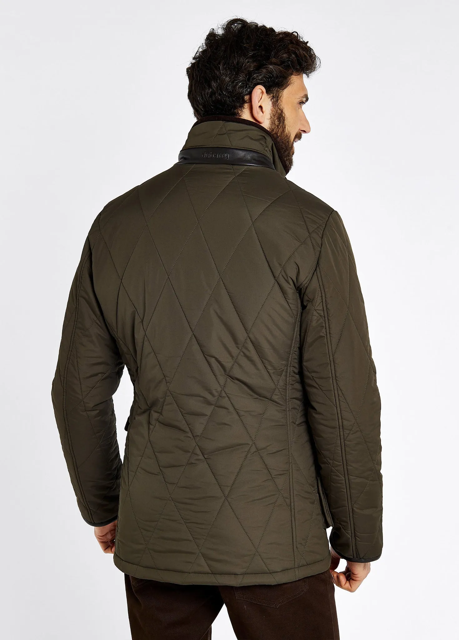 Farmley Men??s Quilted Jacket - Olive Modern Drop Tail Hem All Day Comfort
