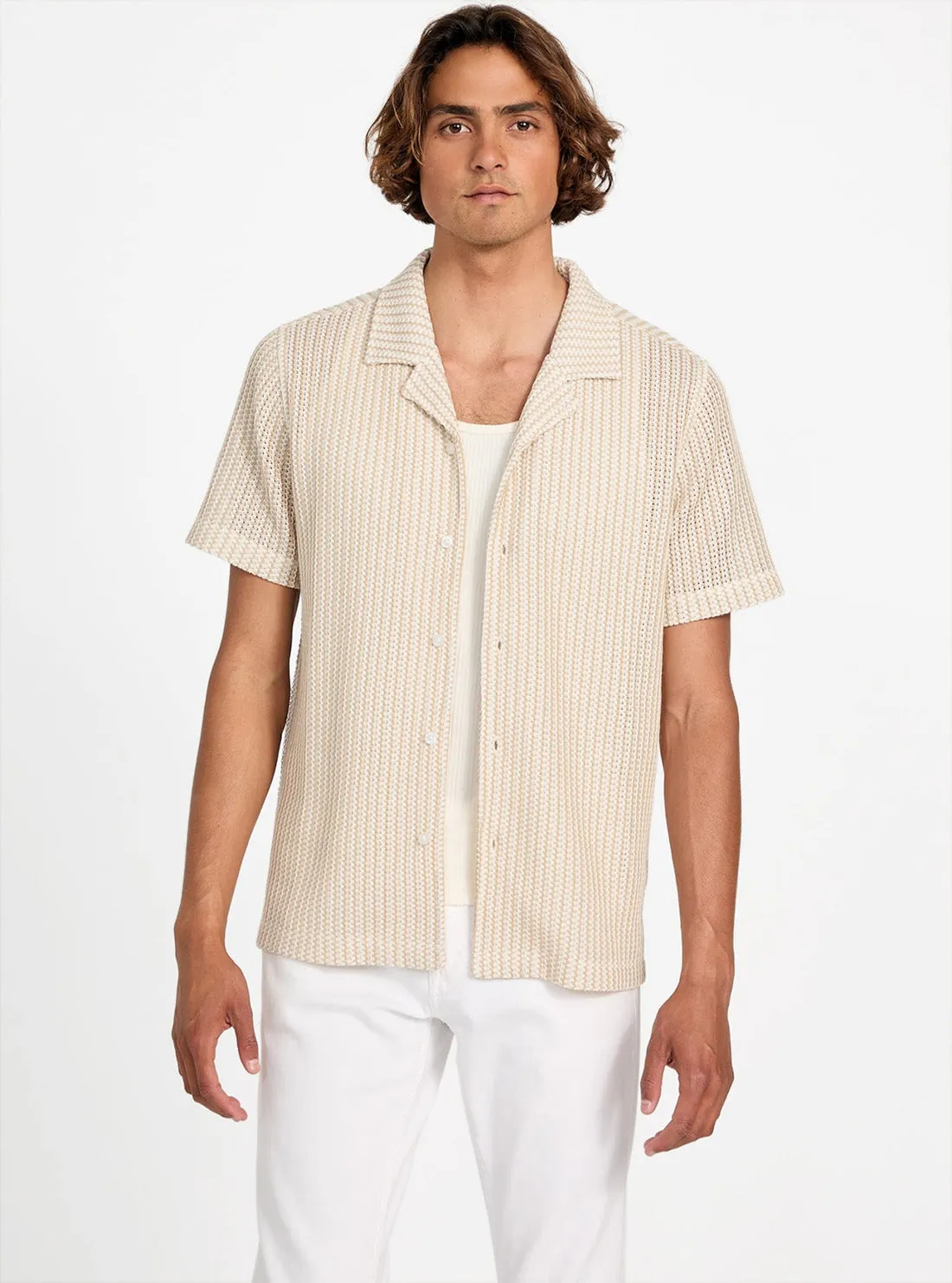 Beige Larson Knitted Shirt Soft touch finish