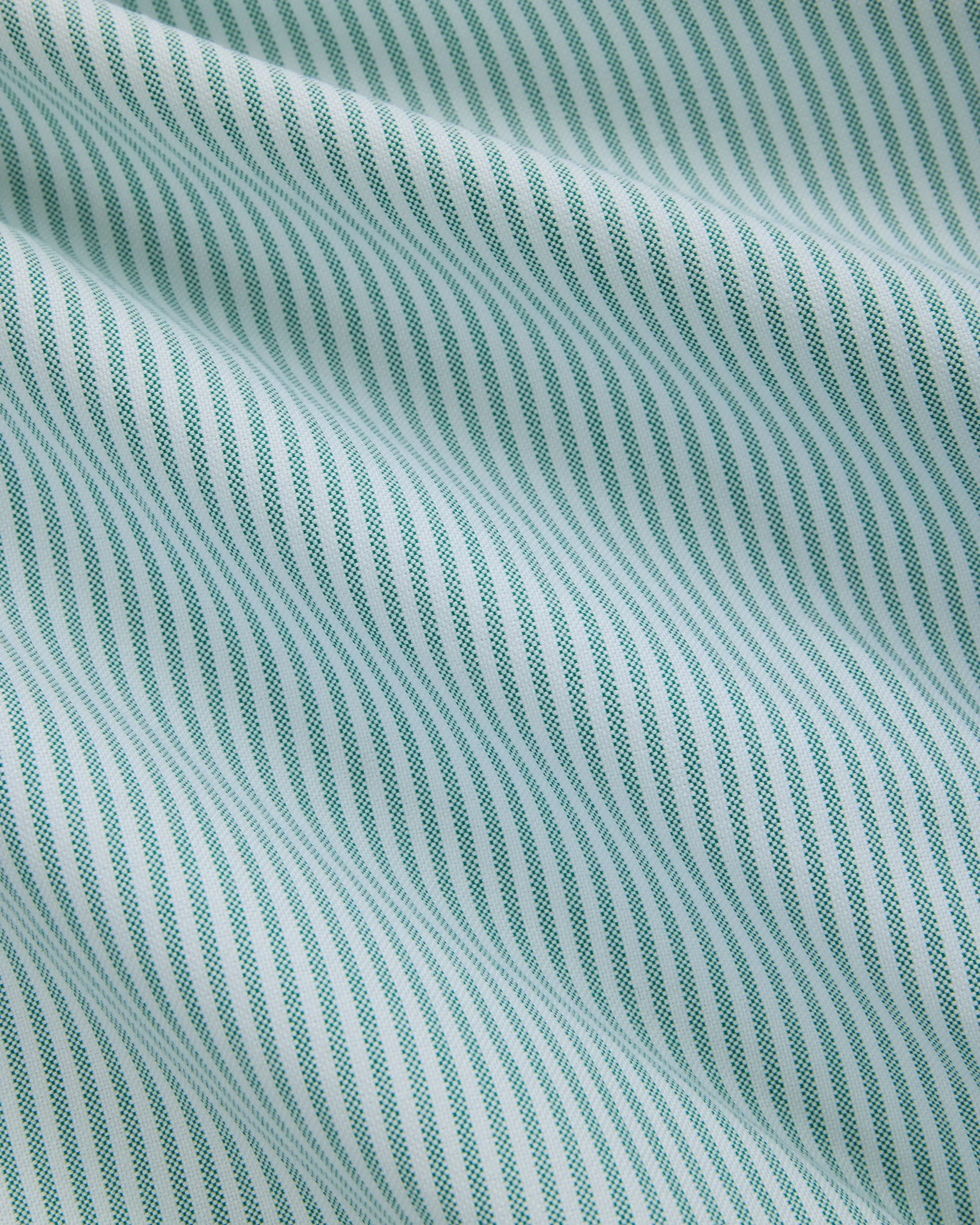 Modern Look hypoallergenic Made-in-USA Flap Pocket Green University Stripe Oxford Cloth Shirt - Classic Fit