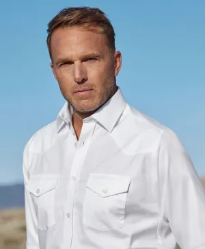 TWES4130110 | White Super Fine Twill Western Shirt Unisex Choice