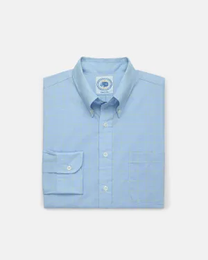 Made-in-USA Thomas Mason Blue & Yellow Glen Plaid Button Down Shirt - Regular Fit High Neck