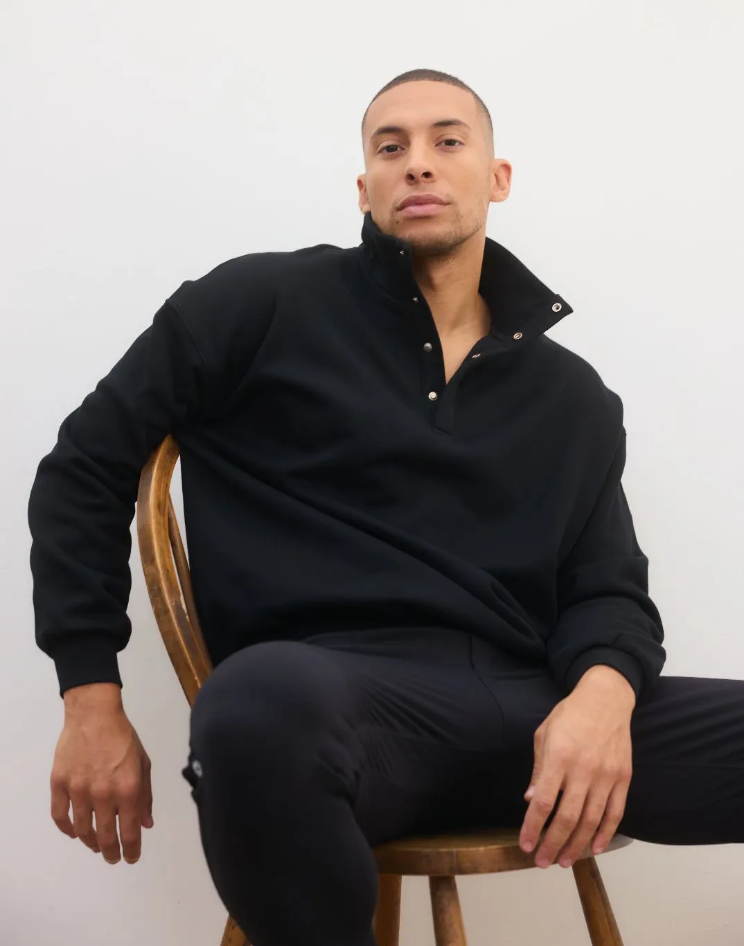 Snap Collar Sierra Sweatshirt in Black product tropical vibrancy Logo Design