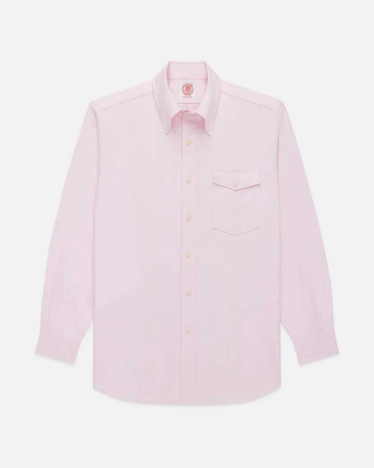 Made-in-USA Flap Pocket Pink Oxford Cloth Button Down Shirt - Classic Fit Summer Vibes Checkered Print