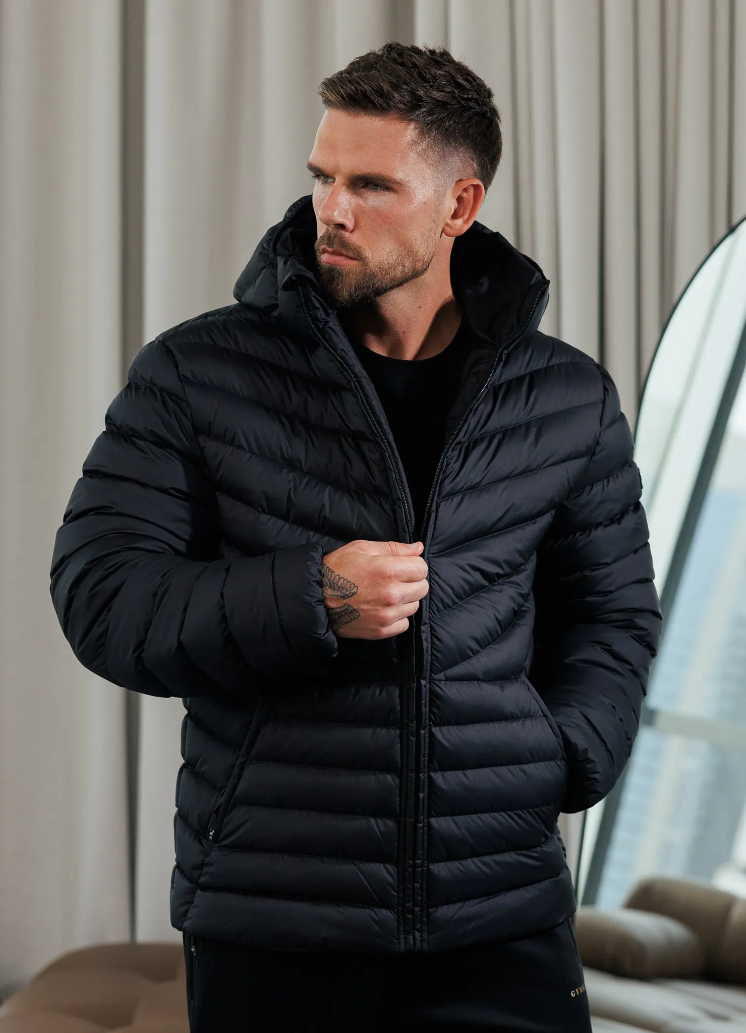 Double Stitched Seams Eco Friendly Material Gym King Endurance Puffer Jacket - Black