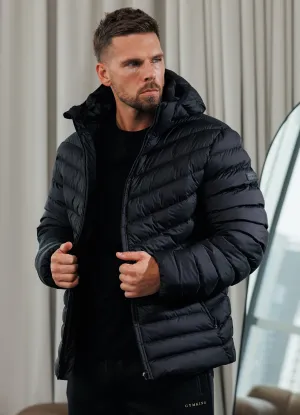 Multi Pocket Gym King Endurance Puffer Jacket - Black