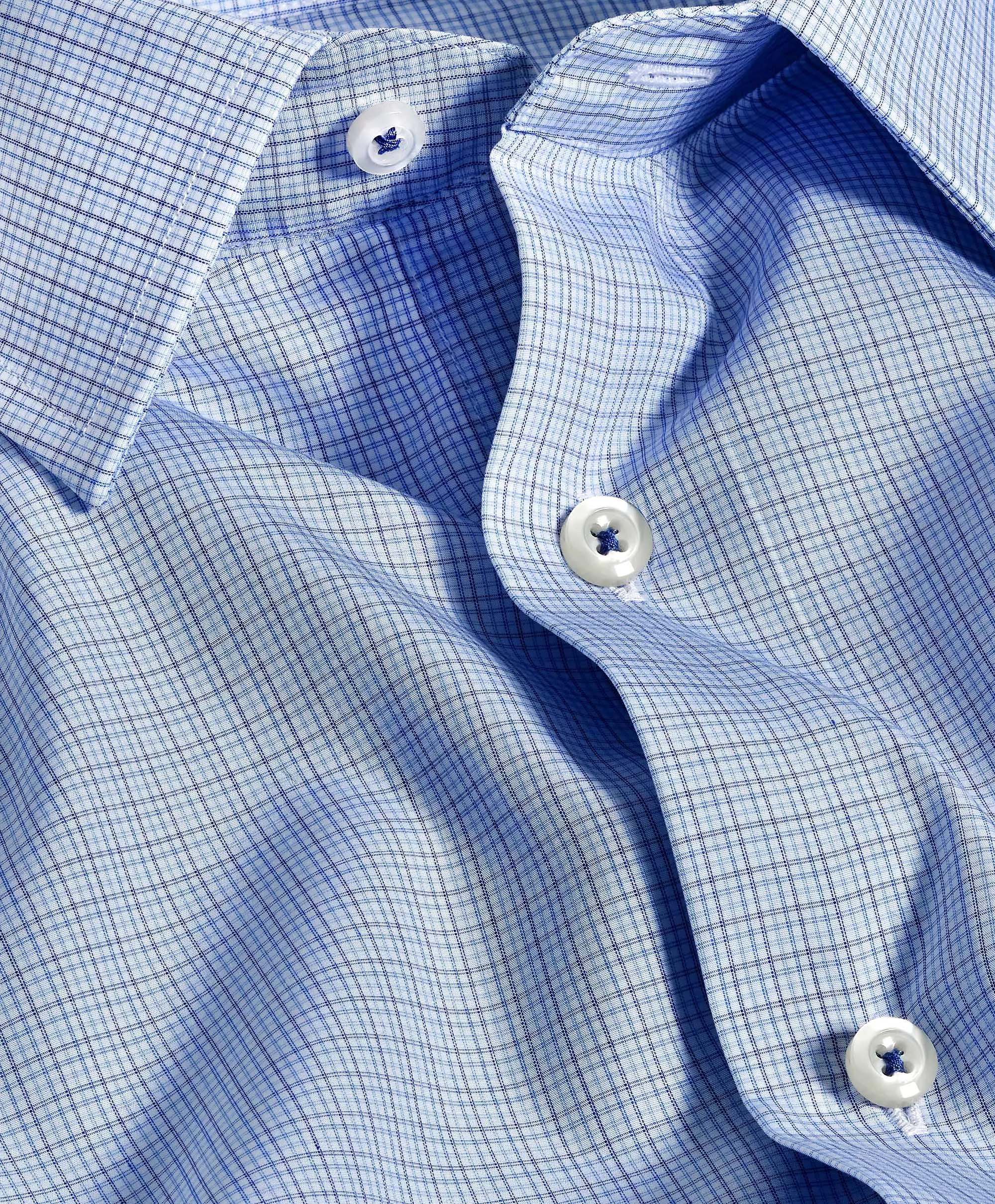 Soft Material TBSP11805414 | Blue & Navy Poplin Check Dress Shirt
