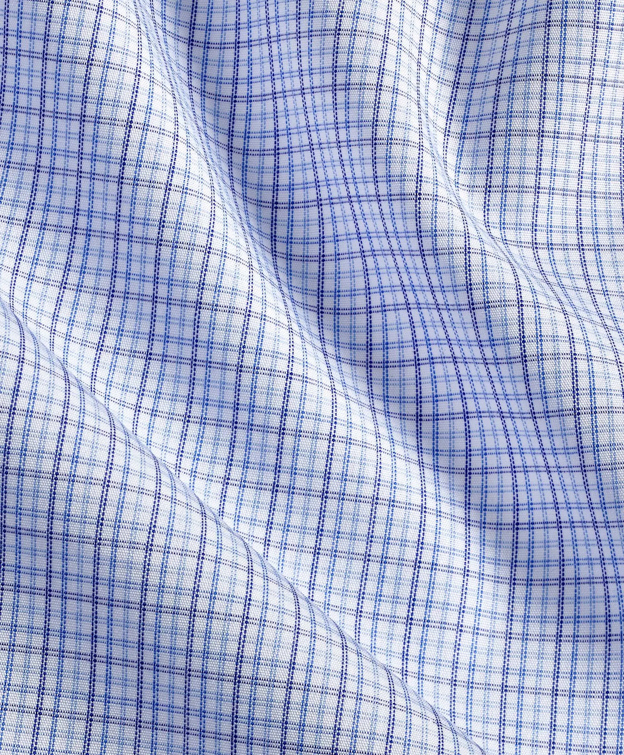 Classic Color Smooth zipper closure TBSP11805414 | Blue & Navy Poplin Check Dress Shirt