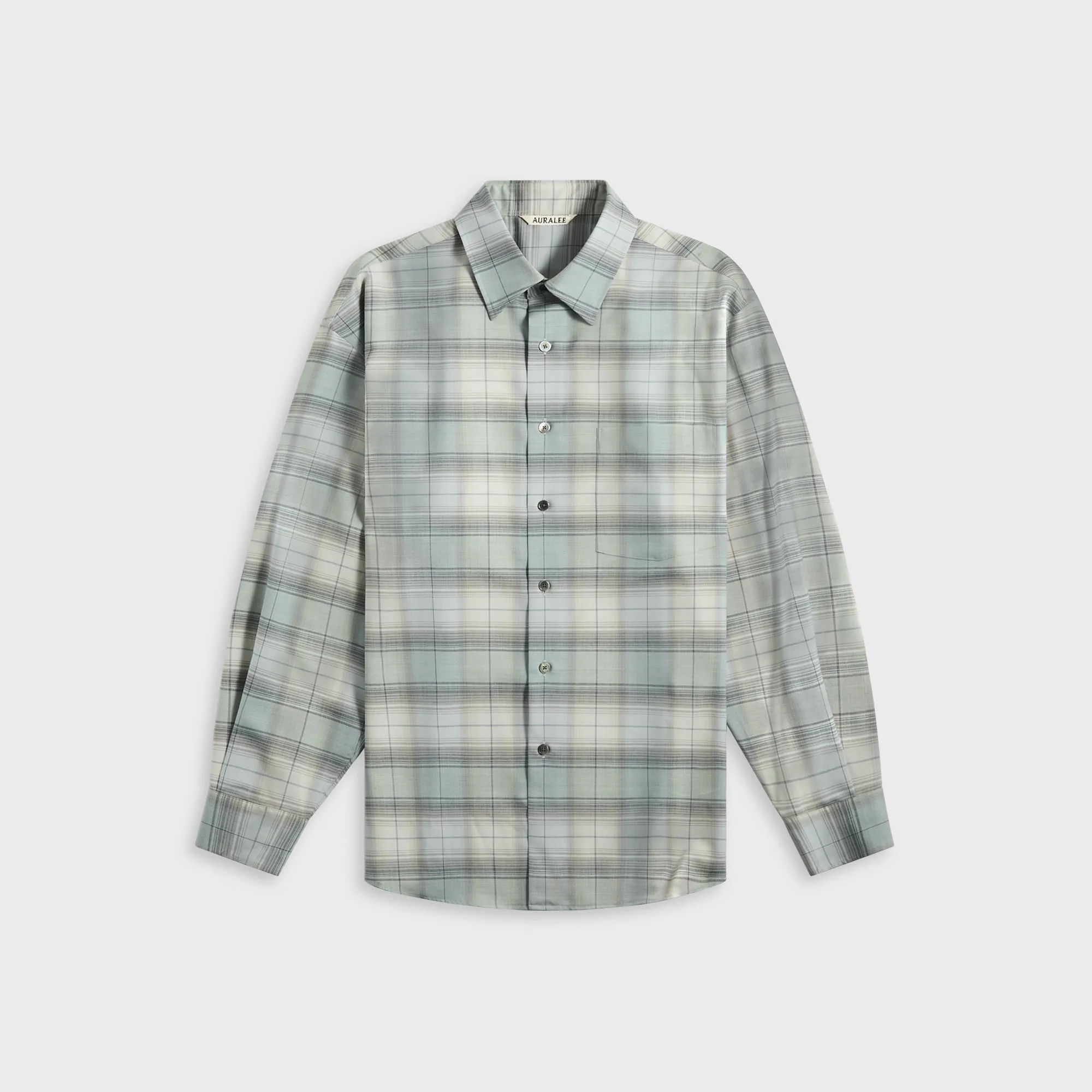 Changeable Style Auralee Super Light Wool Check Shirt - Blue Green Check