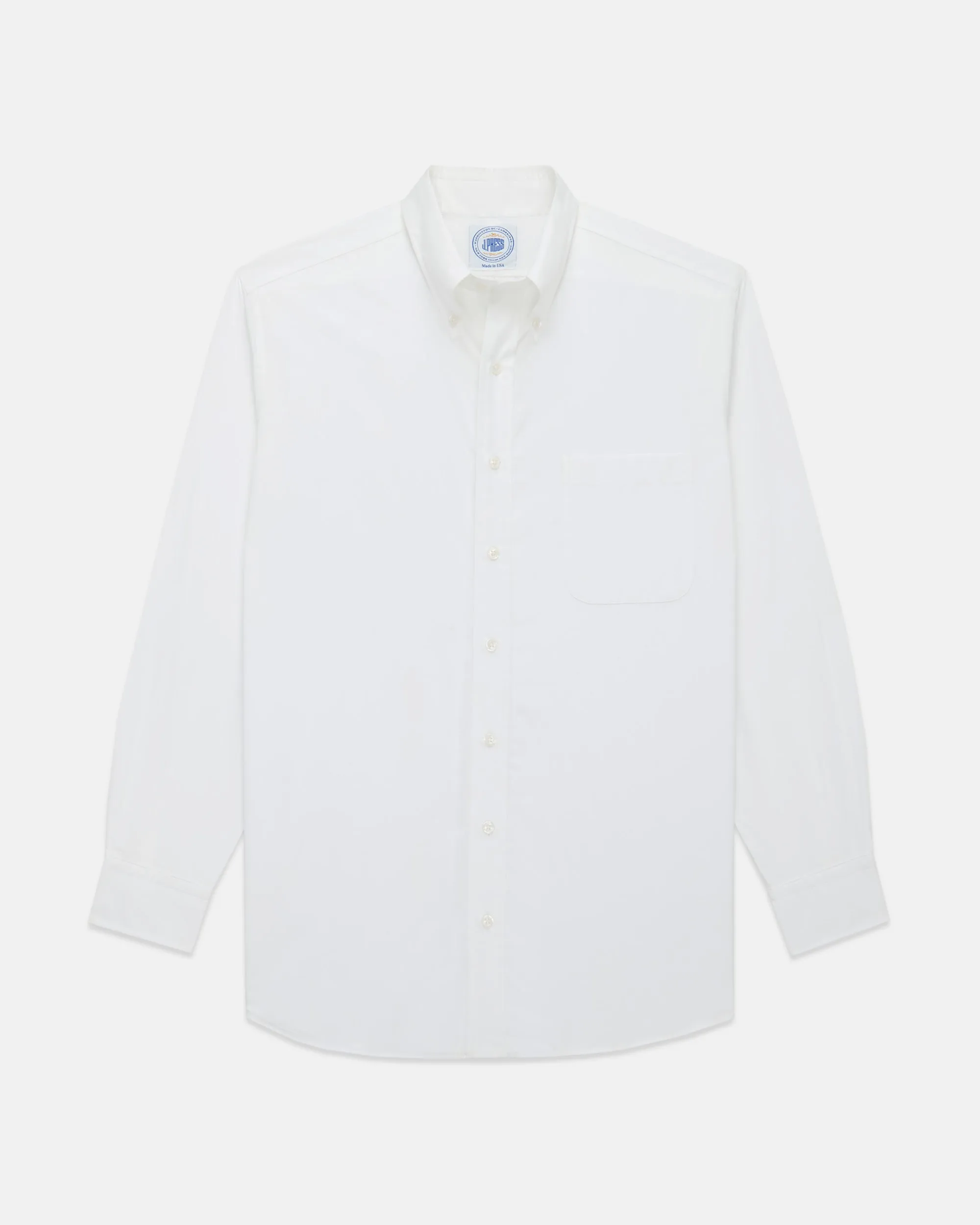 Made-in-USA Thomas Mason Solid White Broadcloth Button Down Shirt - Regular Fit Stylish Appearance