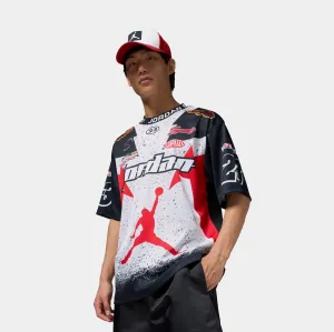 Graphic Essentials Mens Short Sleeve Shirt (Nuetral Grey/Black/Fire Red) Stretchable Fabric