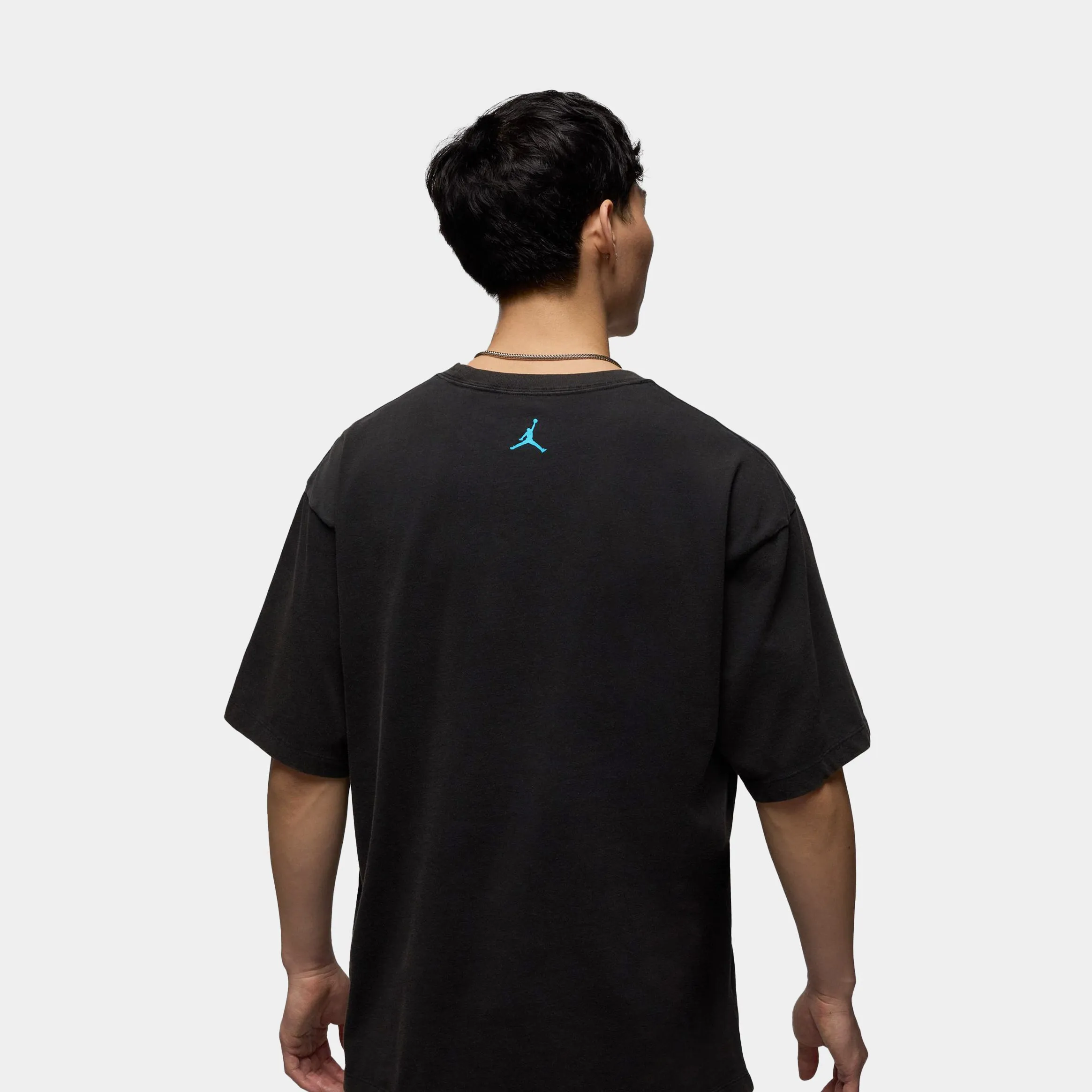 Sporty Comfort Wear Flight Essentials Graphic Tee Mens Short Sleeve Shirt (Black/Dark Powder Blue)