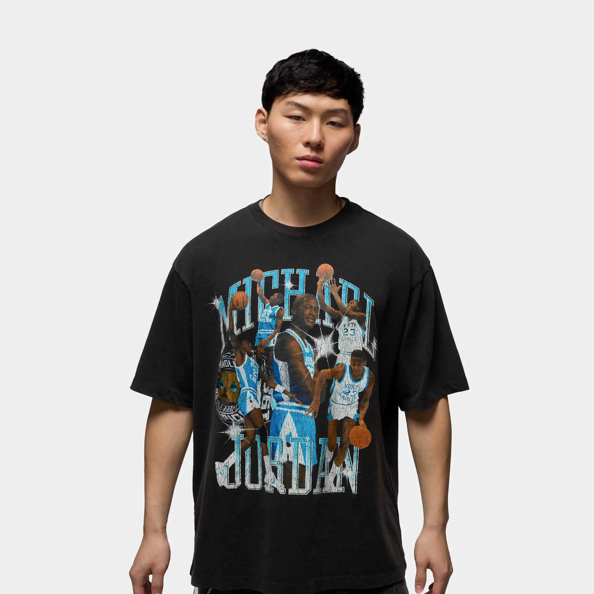 Breathable Yarn Composition Flight Essentials Graphic Tee Mens Short Sleeve Shirt (Black/Dark Powder Blue)