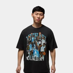 Breathable Yarn Composition Flight Essentials Graphic Tee Mens Short Sleeve Shirt (Black/Dark Powder Blue)