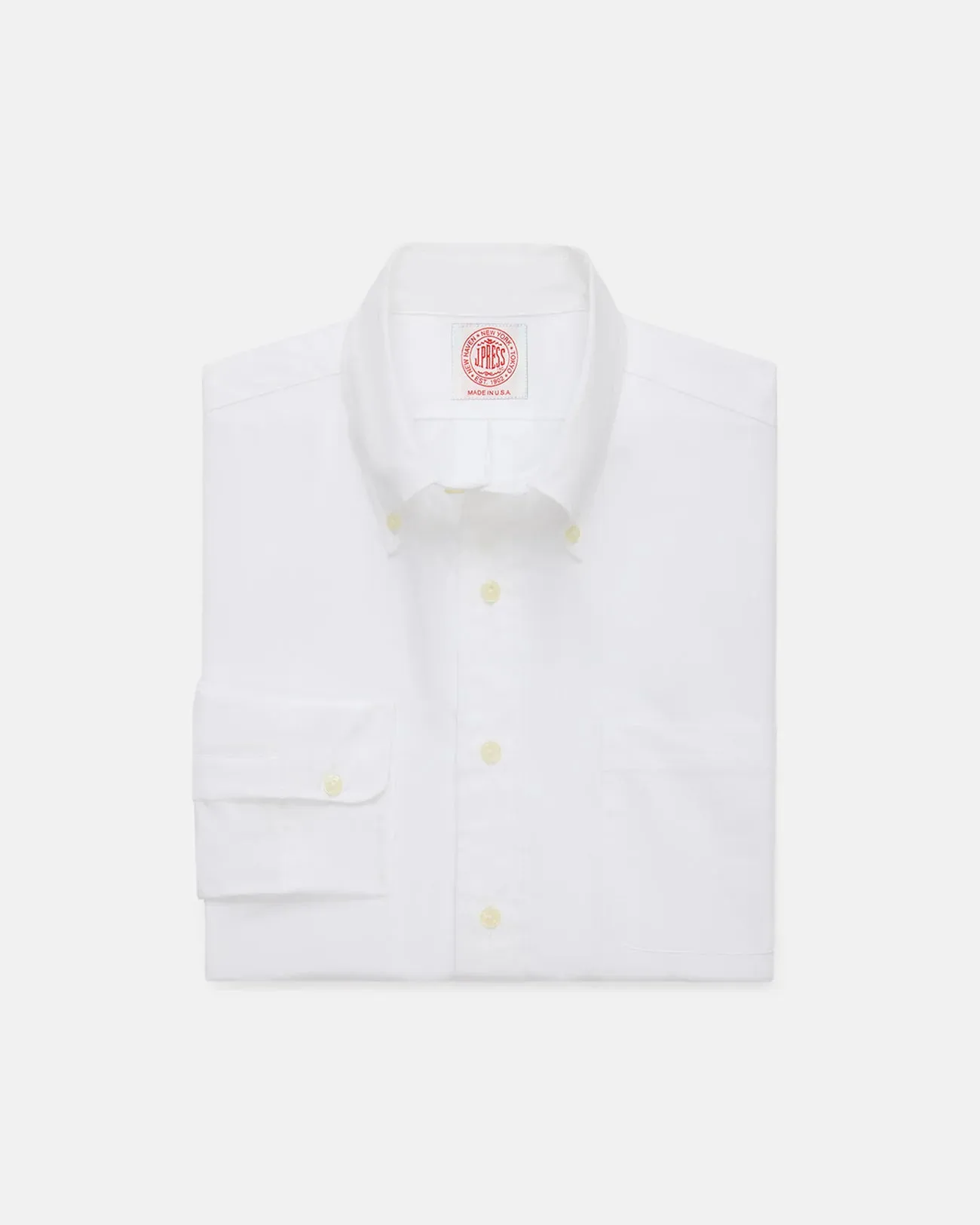 Seamless Sides Made-in-USA White Pinpoint Oxford Button Down Shirt - Classic Fit