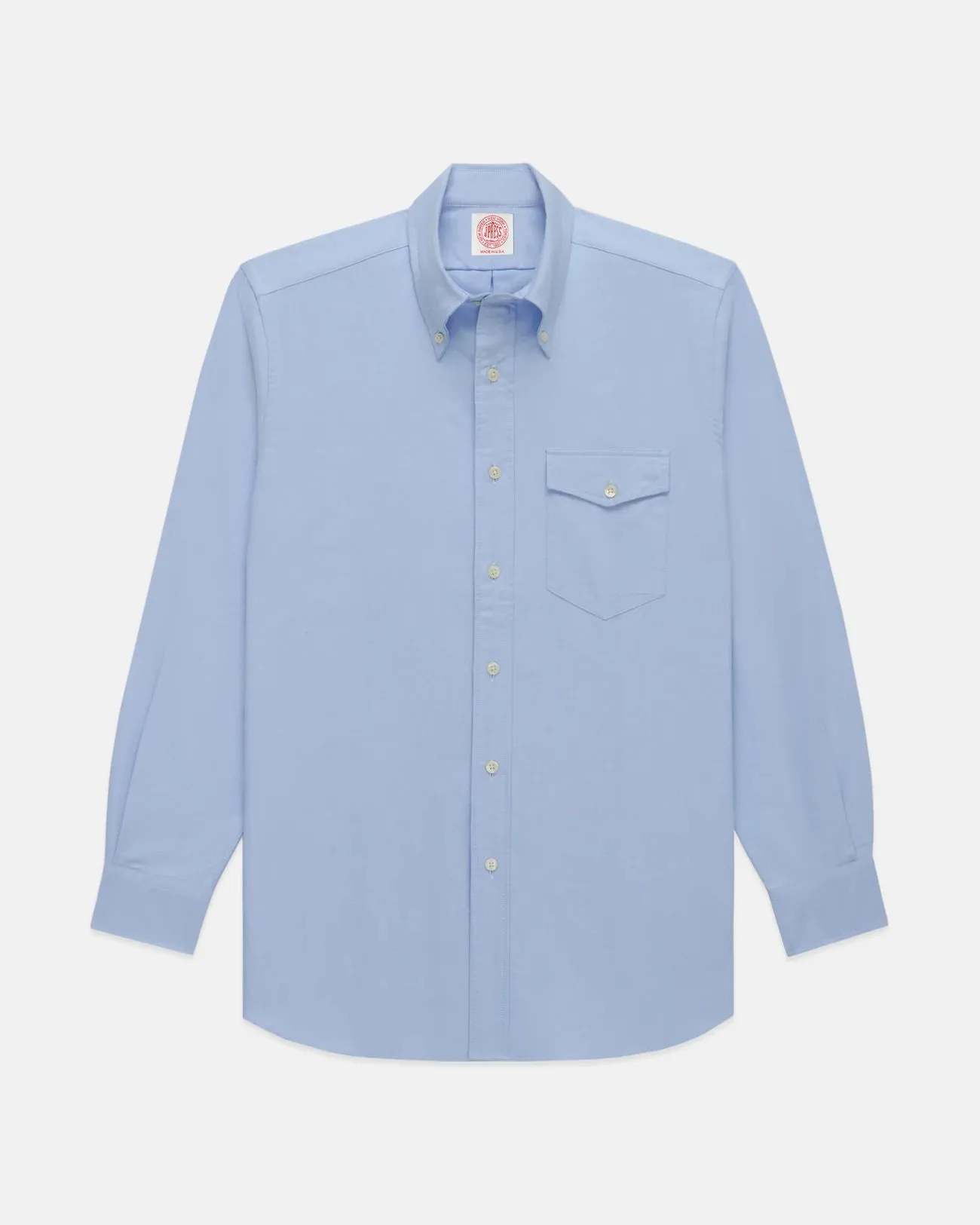 Made-in-USA Flap Pocket Blue Oxford Cloth Button Down Shirt - Regular Fit Summer Camp Weekend Outfit