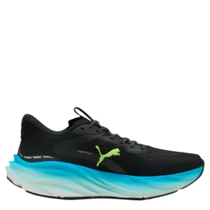 PUMA Men's Magnify NITRO 3 Running Shoes in PUMA Black/Speed Blue AW25 indoor running shoe features