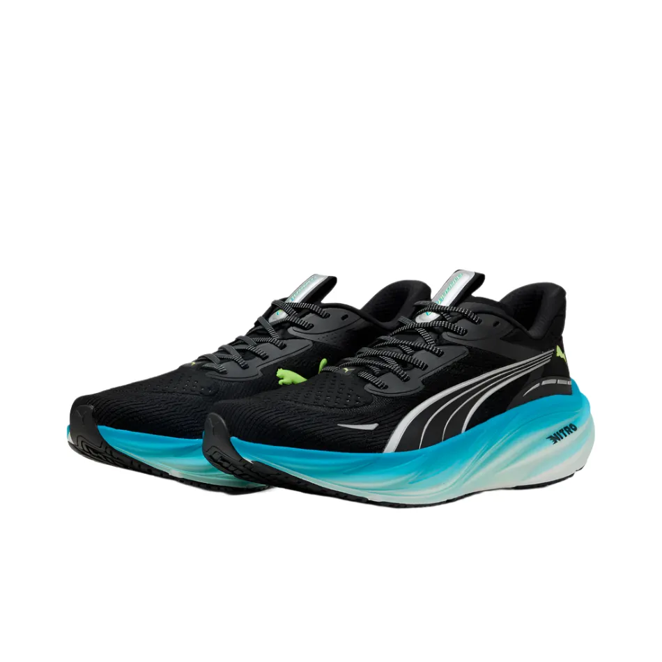 Lightning Lacing System PUMA Men's Magnify NITRO 3 Running Shoes in PUMA Black/Speed Blue AW25