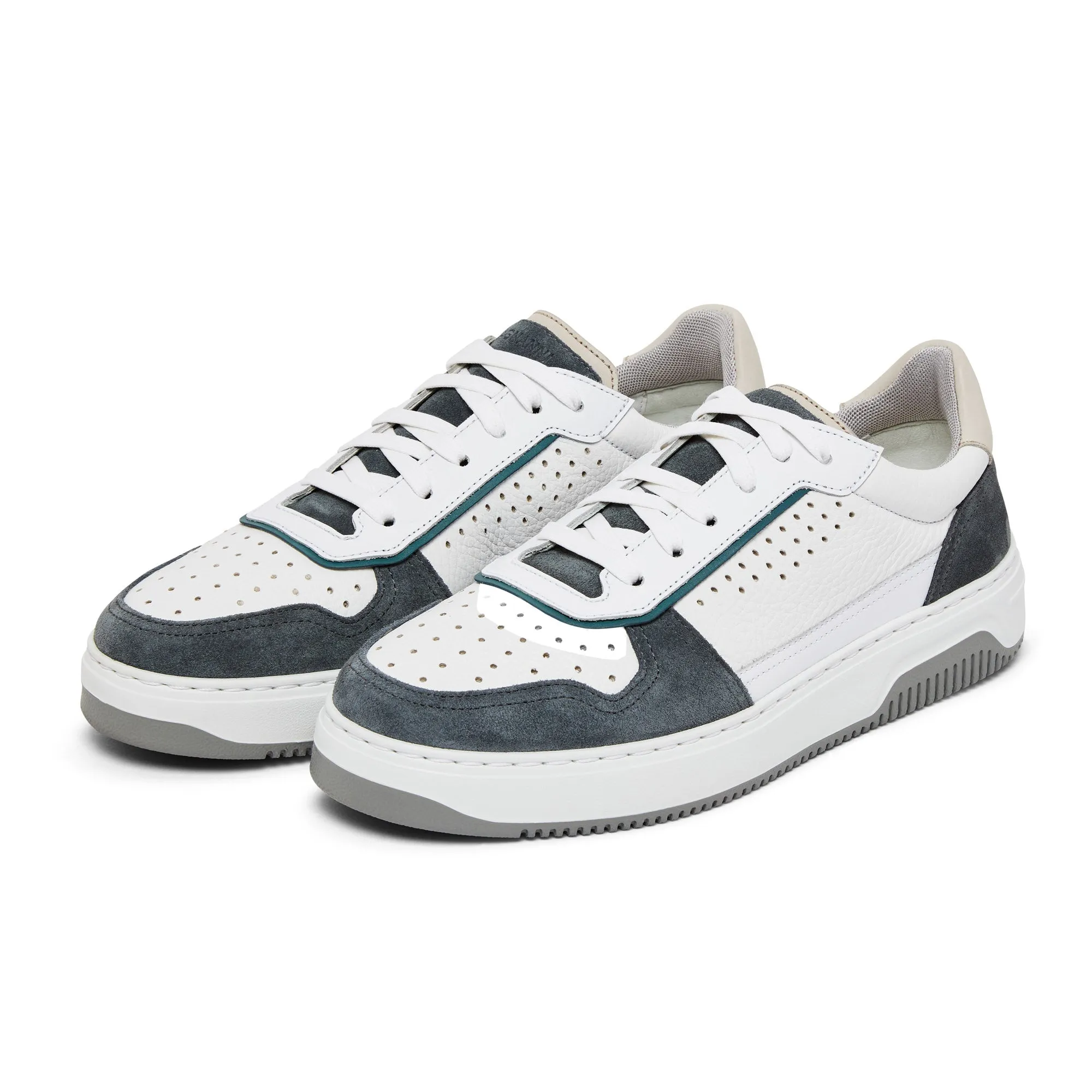 Magnanni Low Top Basket Trainer BUXTON (White & Blue) Action Ready