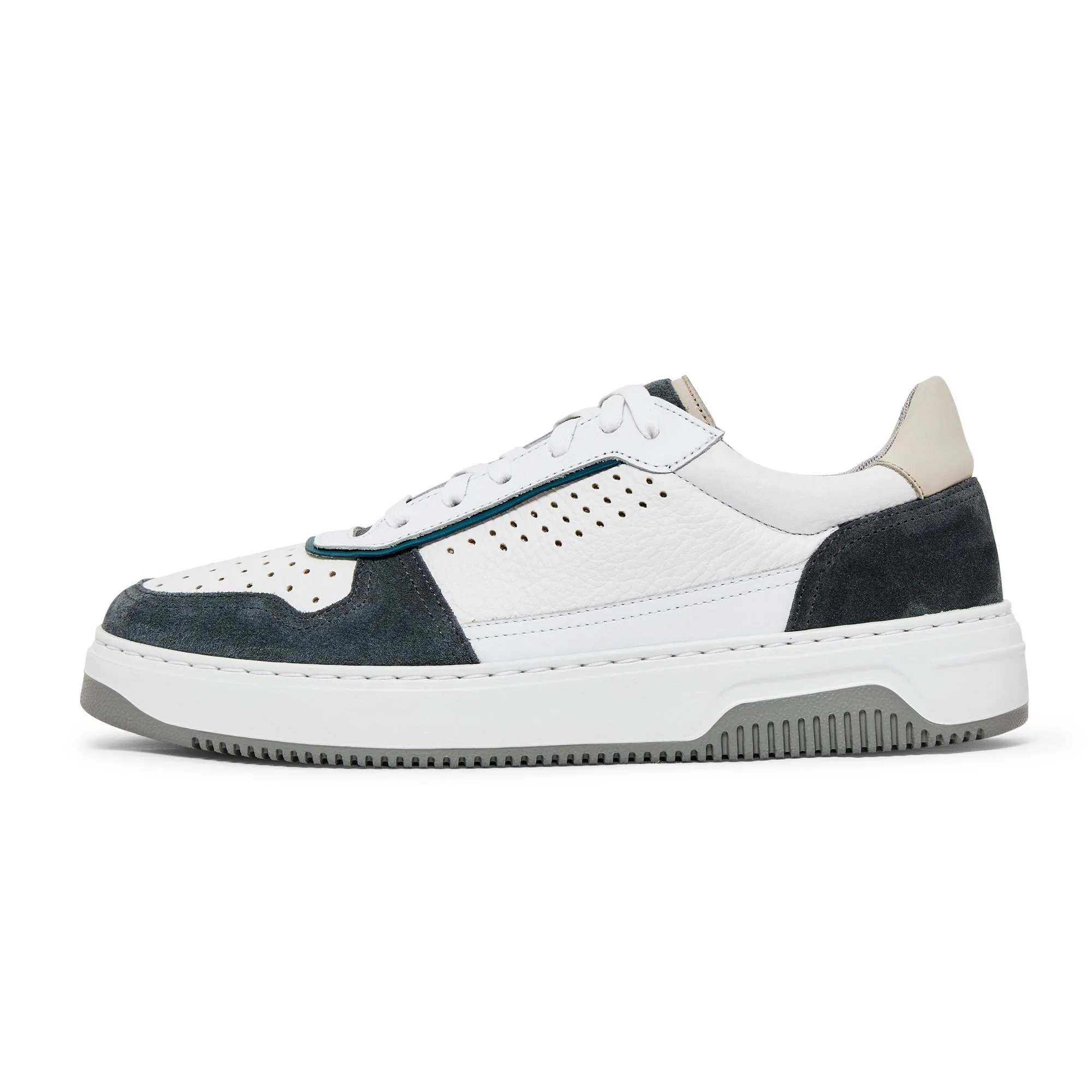 Magnanni Low Top Basket Trainer BUXTON (White & Blue) Ventilation Ports Anti Bacterial