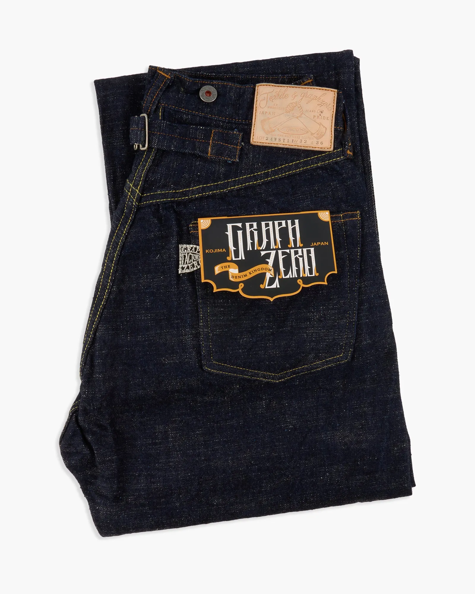 Graphzero 15oz Selvedge Wide Straight Heritage Jeans - Slub Yarn Acid Wash Effect