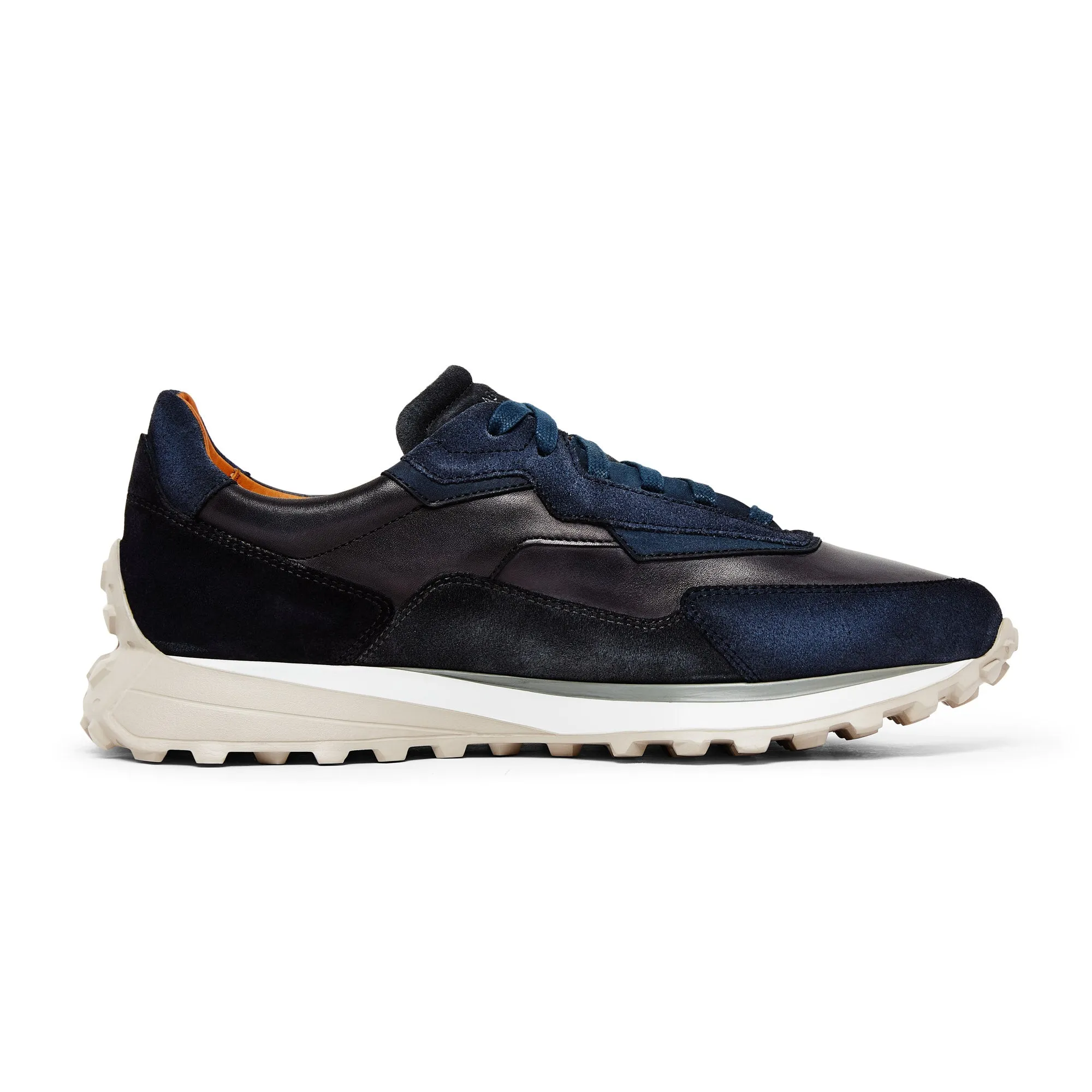 Magnanni Leather Runner Trainer ONYX (Navy & Grey) Thermal Insulation Layer Reinforced Seams