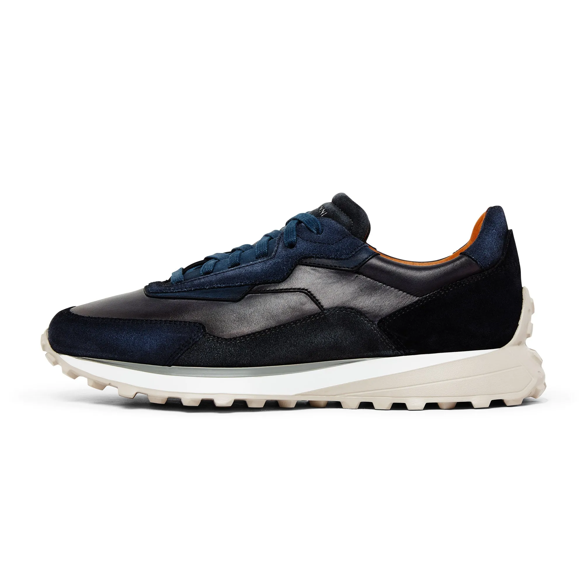 Durable Build Trail Running Story Glow Magnanni Leather Runner Trainer ONYX (Navy & Grey)
