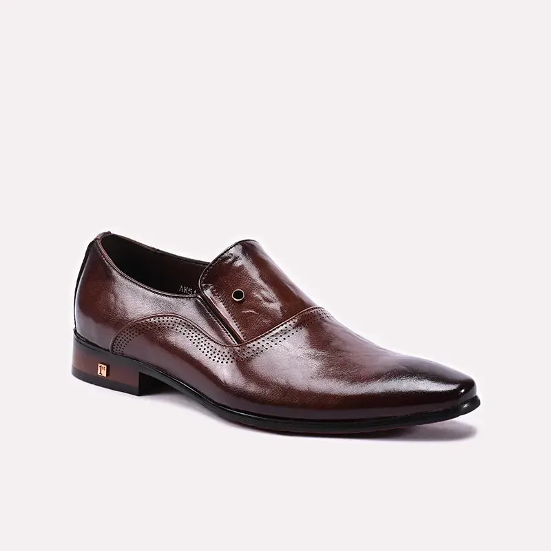 Brown Formal Shoes 0111387 Stacked Heel